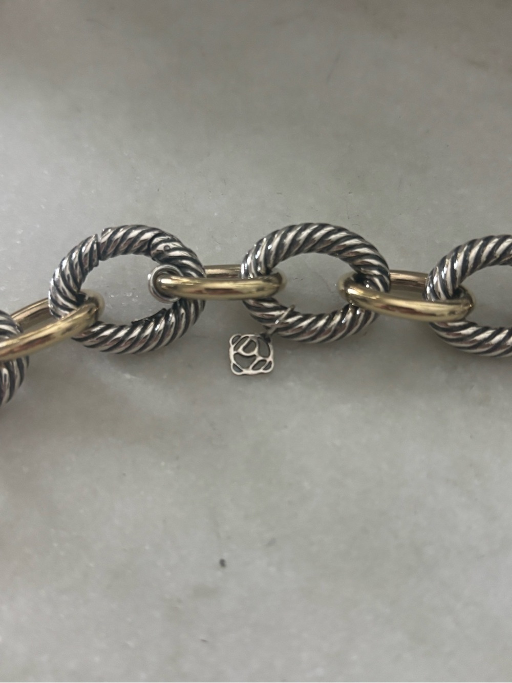 David Yurman 925 Sterling Silver & 14K Gold Large Cable Link Necklace 19.5” 137g - Picture 2 of 8